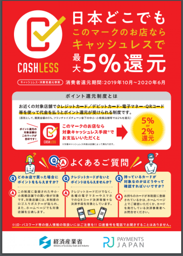 キャッシュレス・消費者還元事業（５％還元）サムネイル